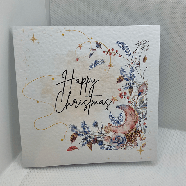 Personalised Christmas card. Traditional Floral design 