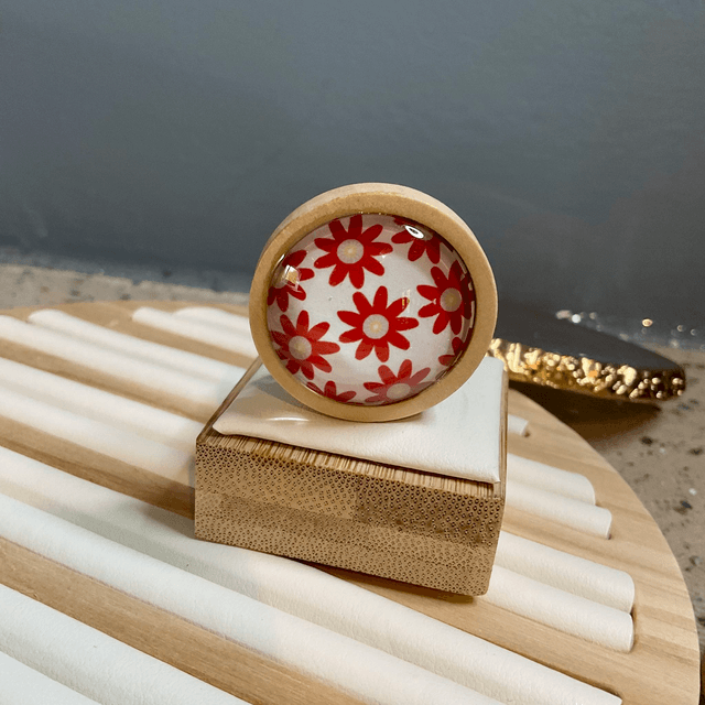 Handmade glass brooch with beautiful red flowers.  Gorgeous Christmas gift