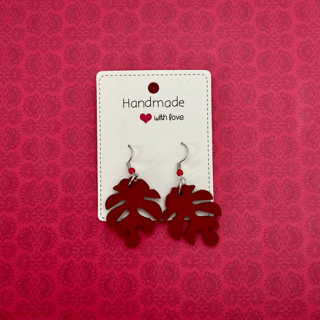 Wooden leaf earrings. Handmade
