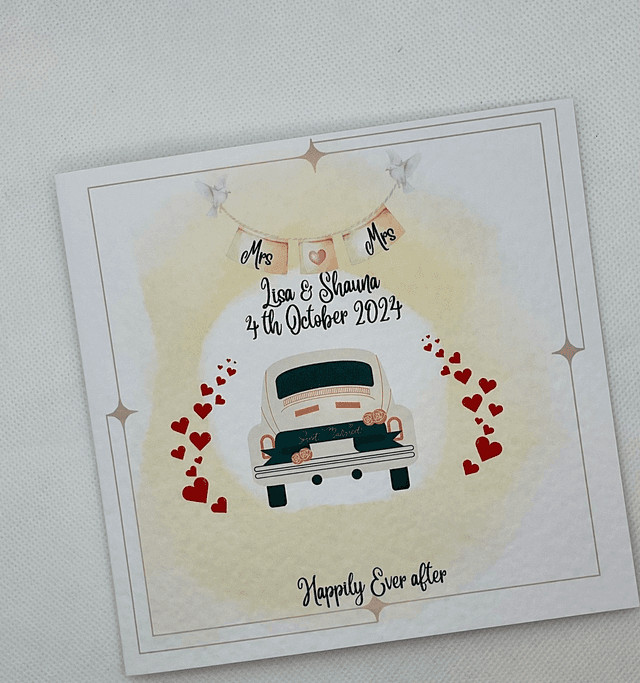 Personalised wedding card. Handmade custom wedding card for newlyweds. Personalised items available