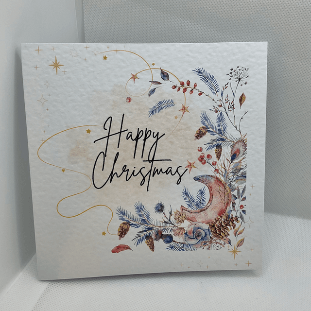 Personalised Christmas card. Traditional Floral design 