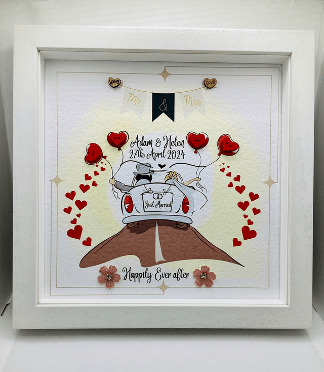 Personalised wedding frame. Handmade wedding gift for couples. Engagement gift.