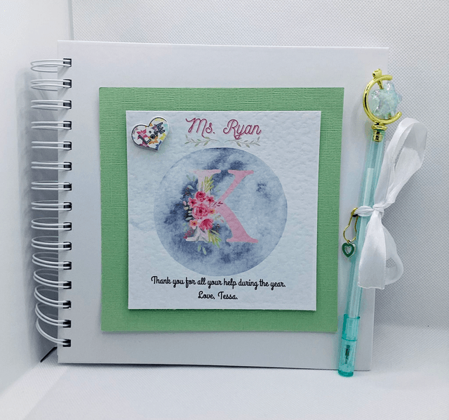 Personalised initial’s scrapbook photo album  and frame set with FREE pen and pendant.  