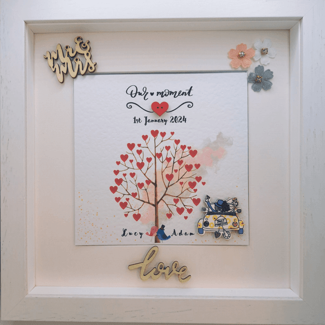 Personalised wedding and engagement frame. Handmade . Gift for Couples