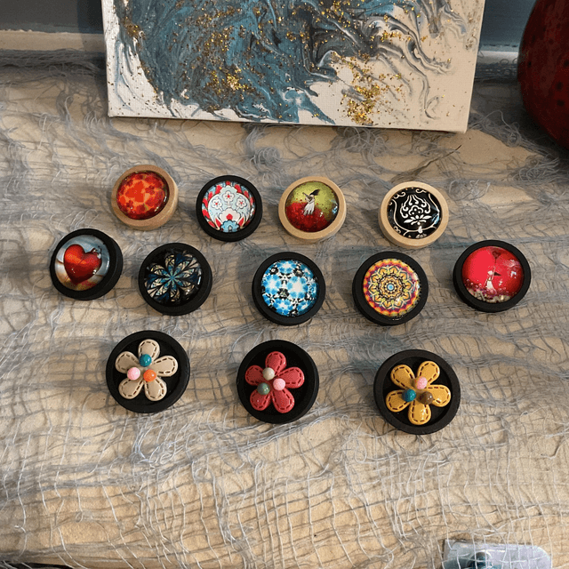 Vibrant Handmade colourful brooches.Unique clothes accessories.