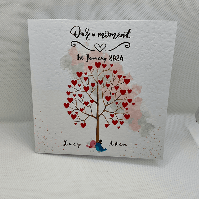 Personalised Wedding and engagement  card with couple’s name. Mr &amp; Mrs bird design. Personalised items available. 