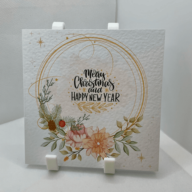 Personalised Christmas card. Floral design.