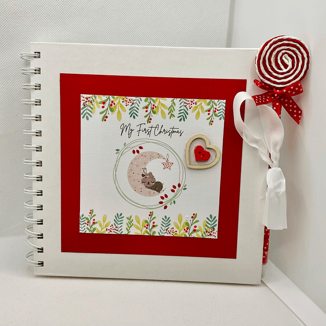 Personalised First Christmas frame and album set. Baby bear design.