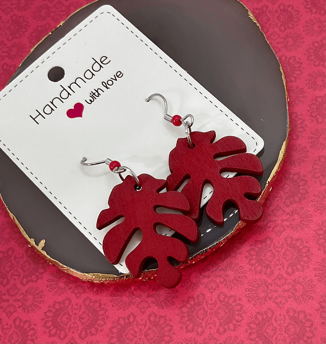 Wooden leaf earrings. Handmade