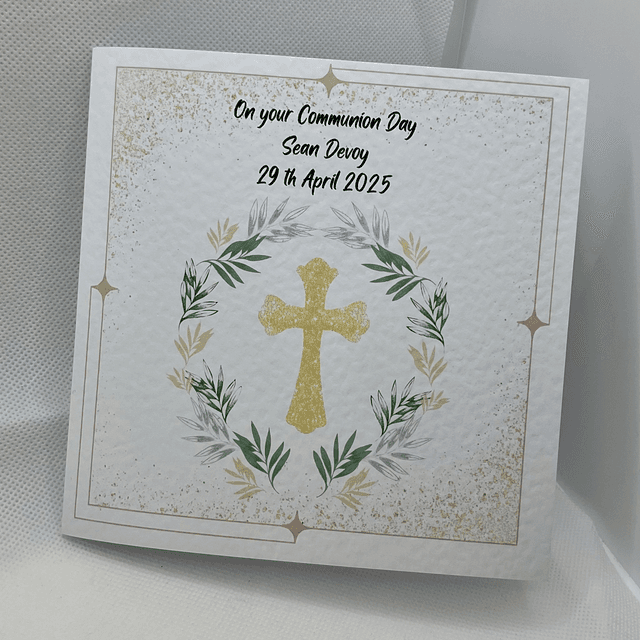 Personalised Religious card . Beautiful cross design.