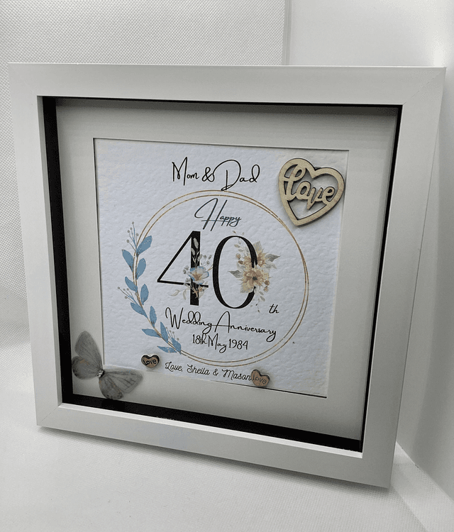 Handmade, personalised Anniversary frame.