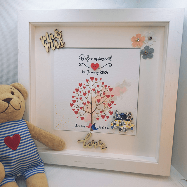 Personalised wedding and engagement frame. Handmade . Gift for Couples