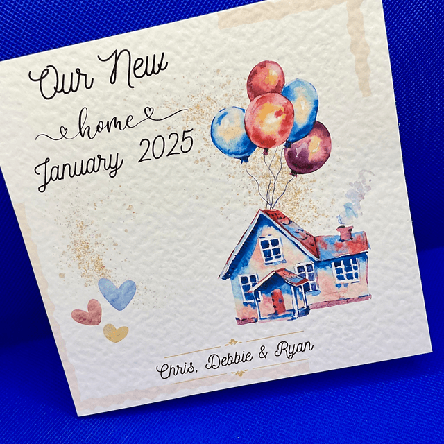 Handmade Personalised New Home Card - Custom Housewarming Greeting.