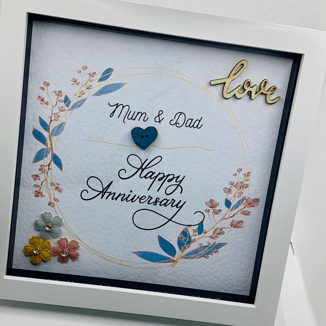 Handmade, personalised Anniversary frame.