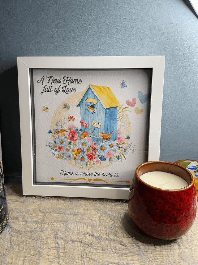 New home/ house warming personalised photo frame. Handmade frame. Family gift.
