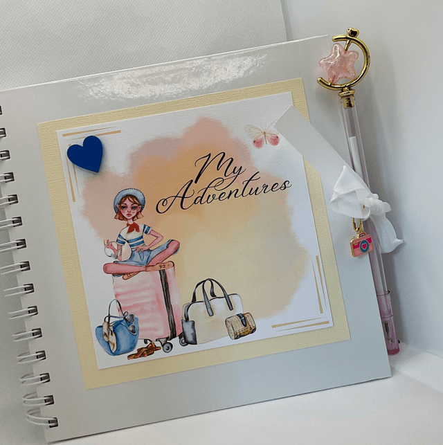 Handmade, personalised scrapbook / photo-book with FREE pen and pendant. Keepsake memories