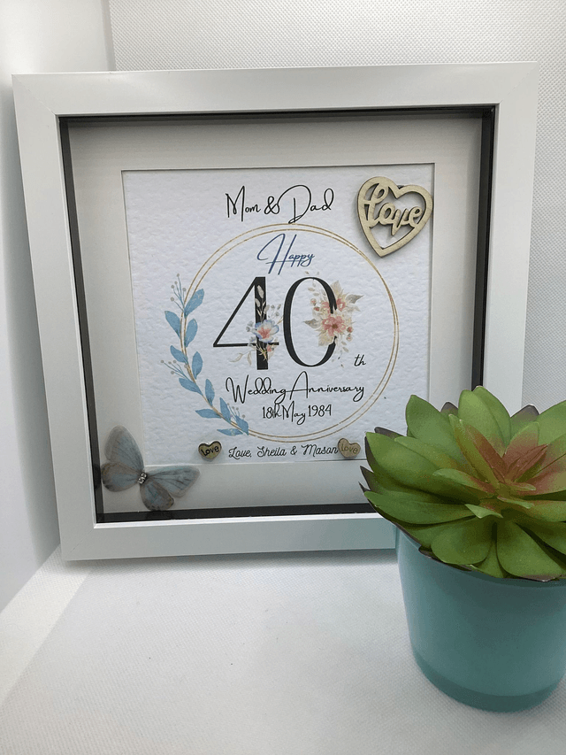 Handmade, personalised Anniversary frame.