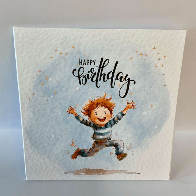 Birthday Card. Cute boy design.Fully customisable.