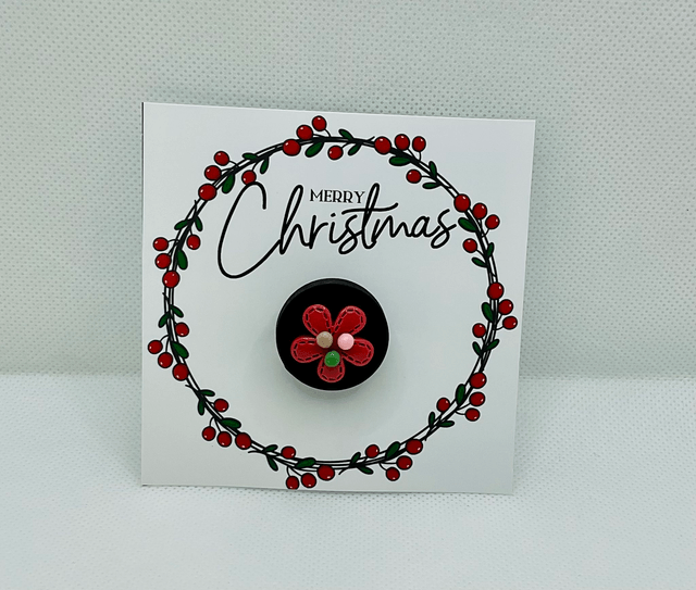 Handmade brooch with Christmas card.