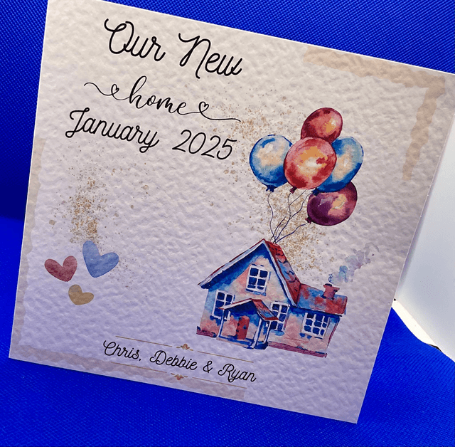Handmade Personalised New Home Card - Custom Housewarming Greeting.