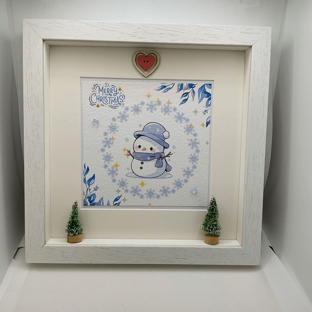 Personalised First Christmas frame and album set. Snowman design.