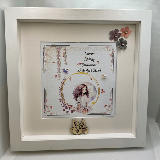 Personalised First Communion frame. Handmade Gift for communions/girls/teenagers/1st Communion Keepsake