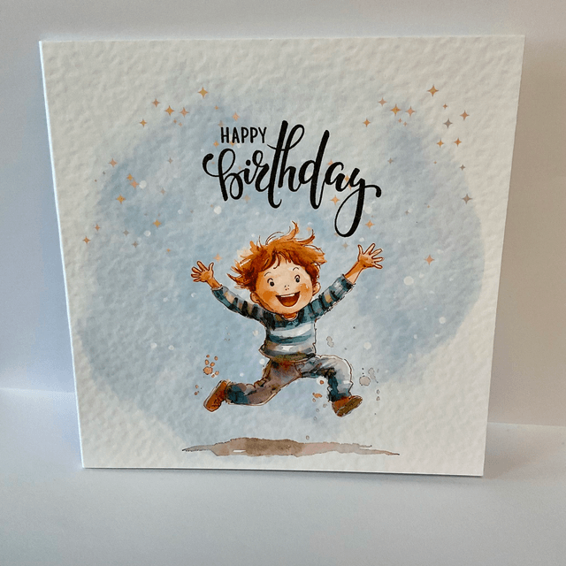 Birthday Card. Cute boy design.Fully customisable.