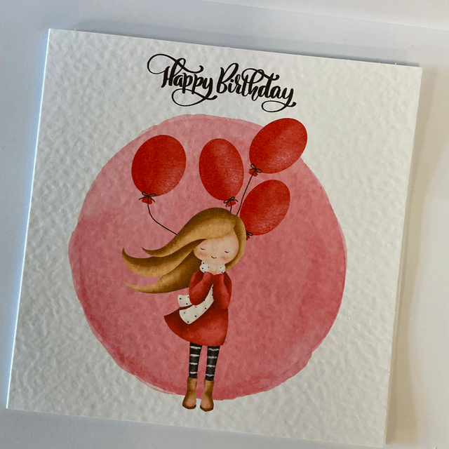 Birthday Card. Cute girl design.Fully customisable.
