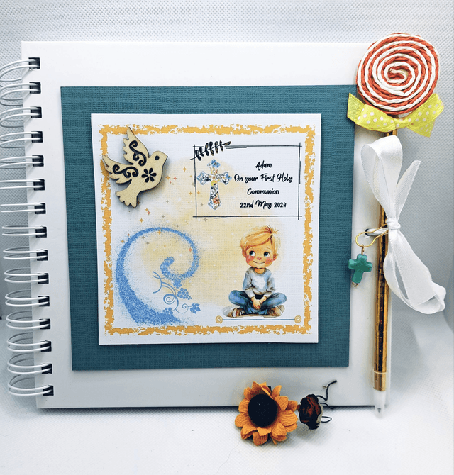 Boys' First Communion and Confirmation Keepsake album-Personalised with Name and Date.