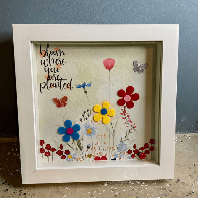 Handmade floral frame with inspirational quote.Flower design