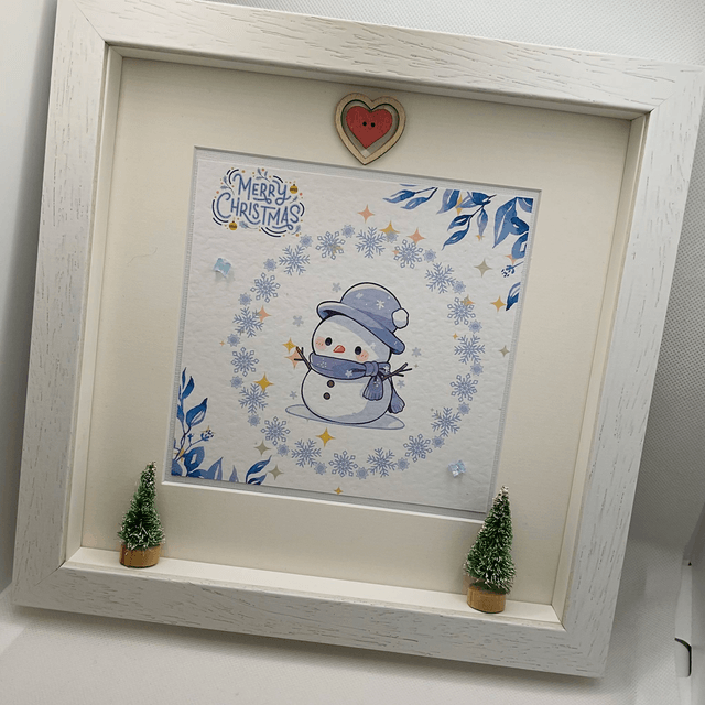 Personalised First Christmas frame and album set. Snowman design.