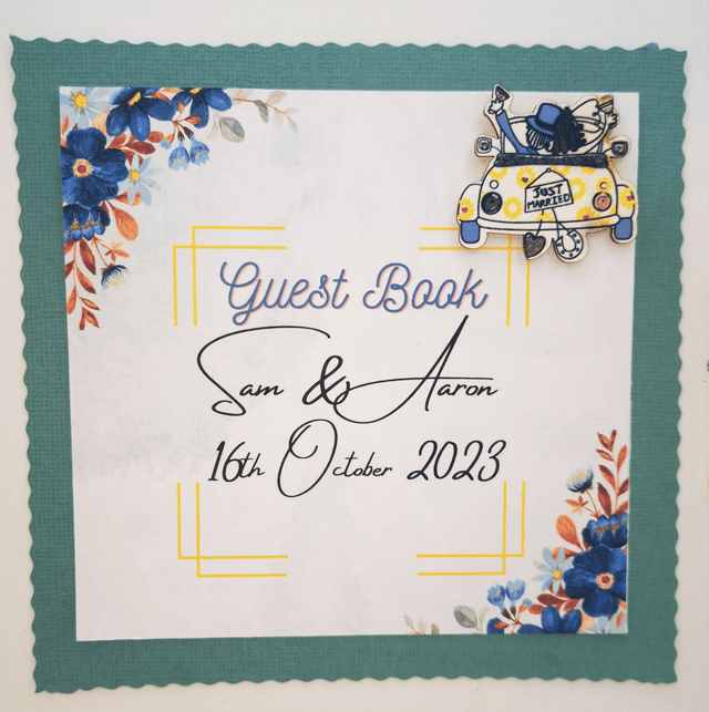 Personalised Wedding Guest book  with FREE pen and pendant . Handmade.