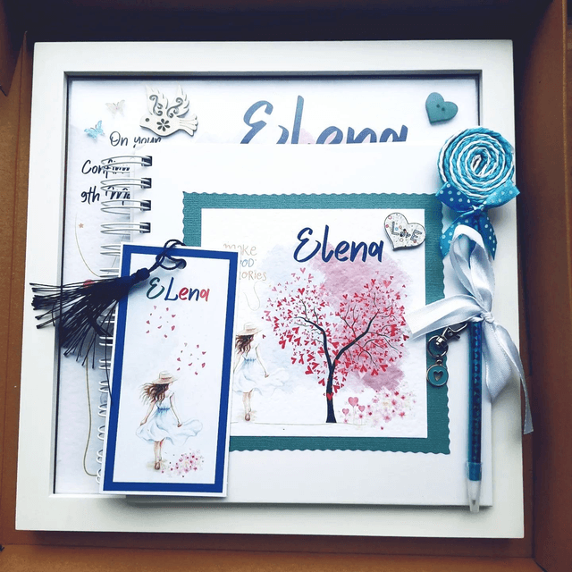 Personalised Frame and scrapbook set. Girls gift set. Handmade gift for confirmations and First Communions