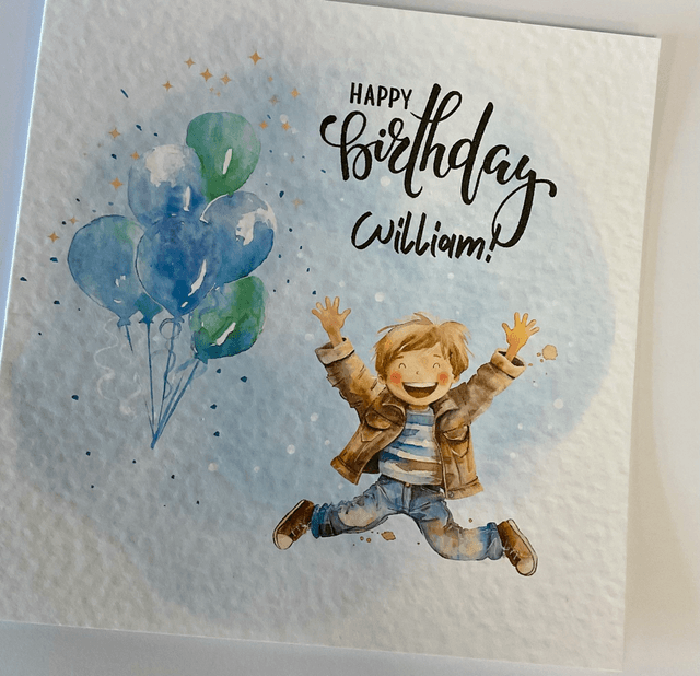 Birthday Card. Cute boy design.Fully customisable.