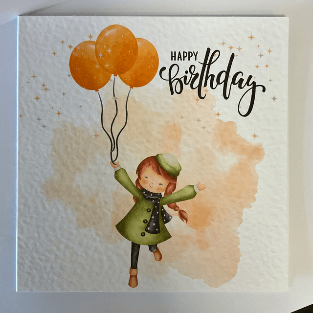 Birthday Card.Fully customisable.Cute girl design.