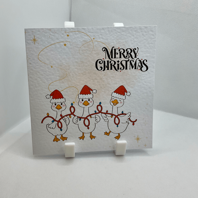 Personalised Christmas card. Cute duck design.
