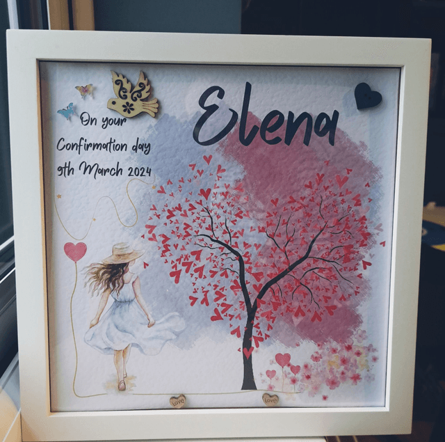 Personalised Frame and scrapbook set. Girls gift set. Handmade gift for confirmations and First Communions