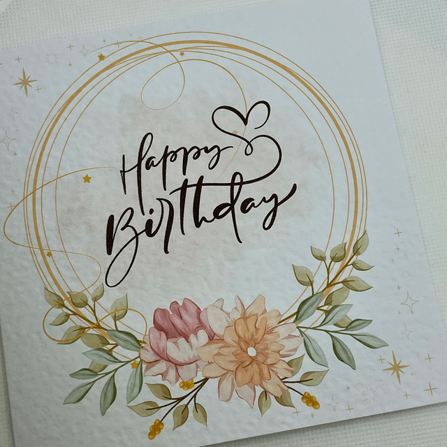 Birthday card, fully customisable. Flower design.