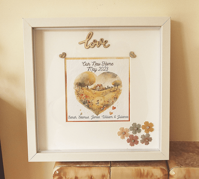 Personalised New Home/ Family frame. Beautiful Family keepsake.