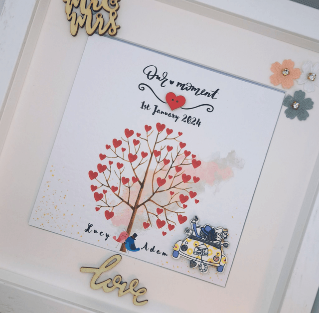 Personalised wedding and engagement frame. Handmade . Gift for Couples