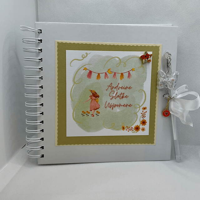 Handmade, personalised scrapbook / photo-book with FREE pen and pendant.
