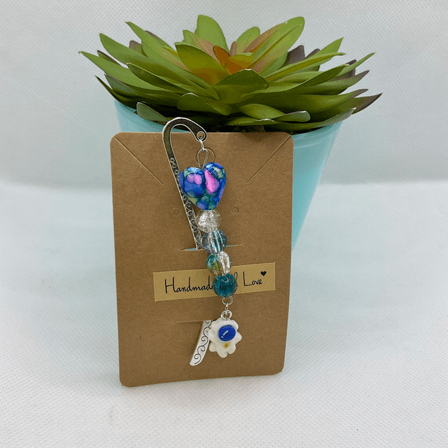 Handmade kids  bookmark. Beautiful silver colour beaded bookmarks.
