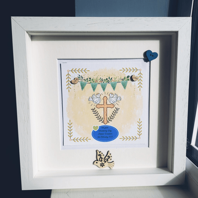 Personalised Christening  and Communion photo frame. Scrapbook keepsake book and personalised frame set.