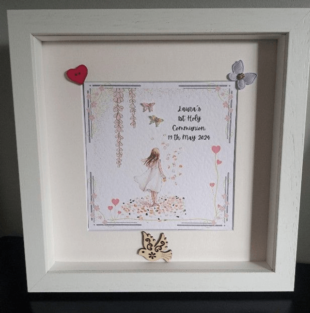 Personalised First communion card for girls. First Holy Communion and confirmation gift set.
