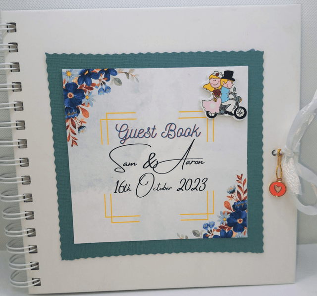 Personalised Wedding Guest book  with FREE pen and pendant . Handmade.