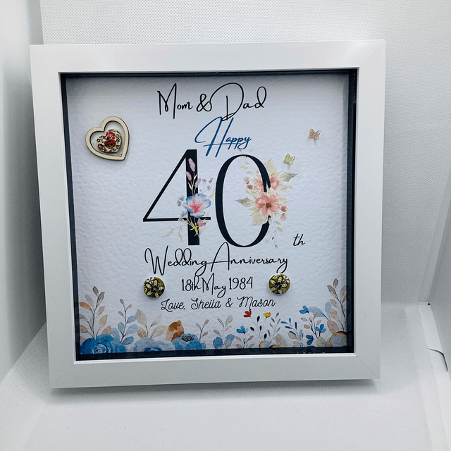 Handmade, personalised Anniversary frame.