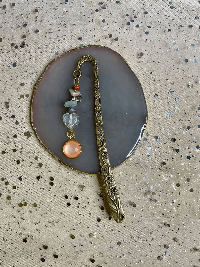 Handmade bookmark. Beautiful bronze colour beaded bookmarks.