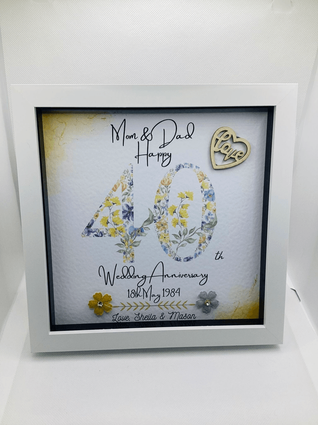 Handmade, personalised Anniversary frame for couples.