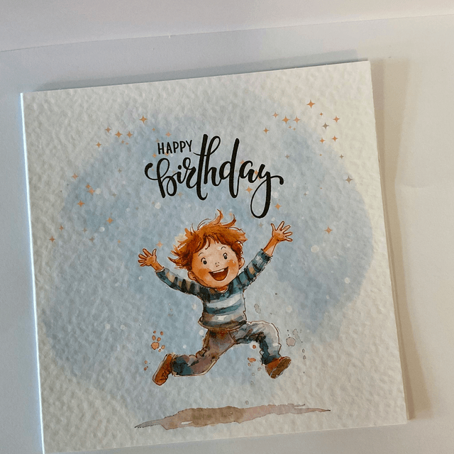 Birthday Card. Cute boy design.Fully customisable.