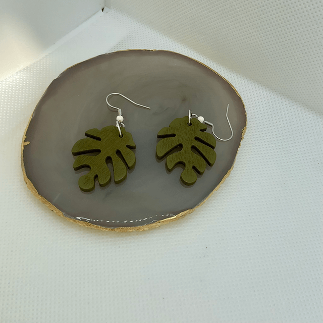 Wooden leaf earrings. Handmade